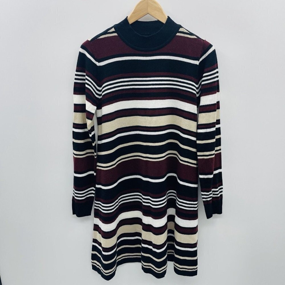 Ultra Flirt Juniors Size Large Long Sleeve Striped Sweater Dress in‎ Black Multi